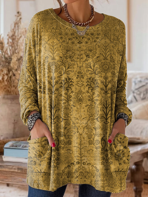 Digital printing women's fashion round neck medium and long top T-shirt m302271