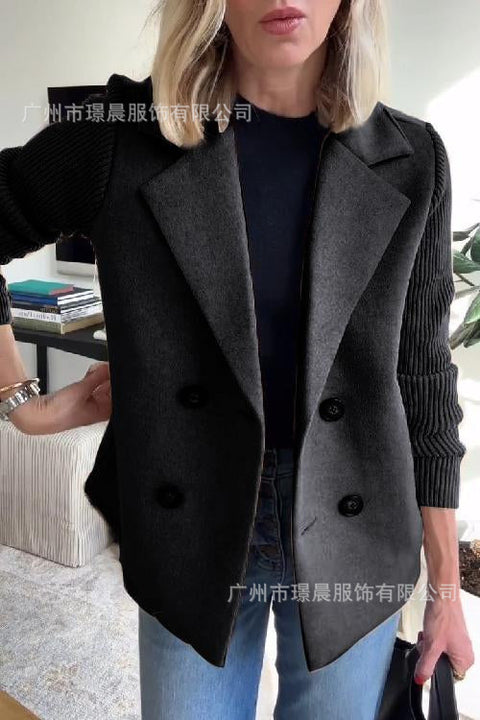 Women's fashion temperament woolen splicing jacket m302098