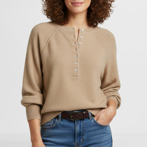 Autumn and winter women's casual crew neck sweater henry shirt button-up knitted pullover m302089