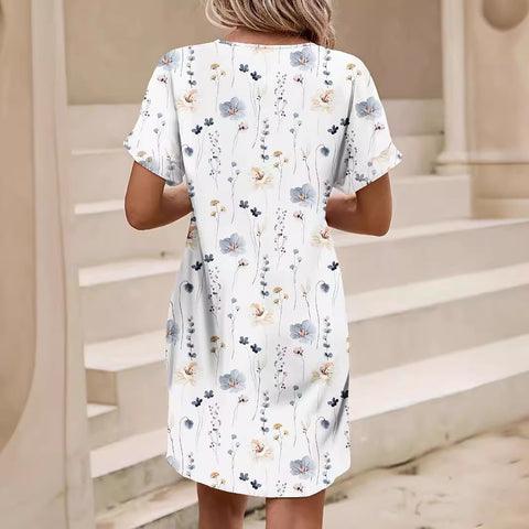 Plant floral print bat sleeve dress ladies m300969