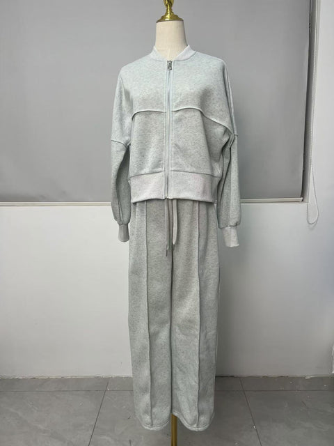 Winter velvet women's suit women's solid color sweater casual suit m301676