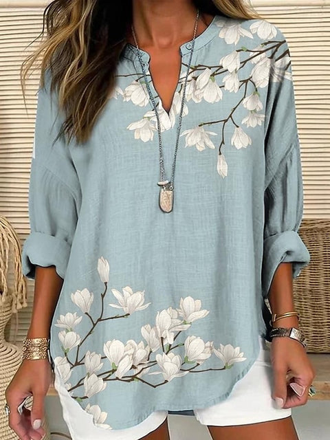 Floral simple casual temperament T-shirt long sleeve m301361-1