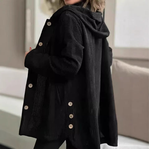 Autumn and winter hooded loose women's corduroy casual jacket m301672