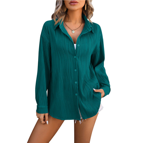 Wave texture loose fashion shirt women m300962