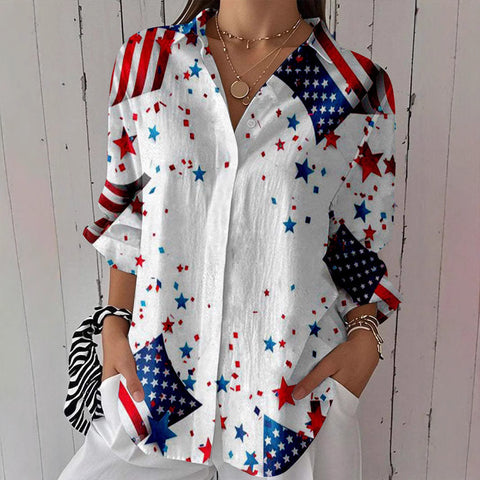 Spring and Autumn Independence Day national flag printed shirt new explosion 372