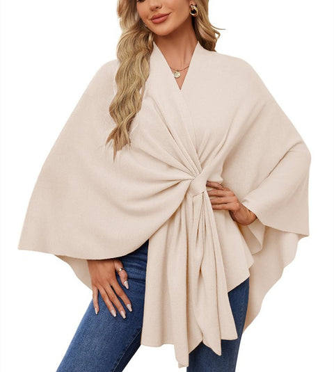 Ladies Elegant One Piece Solid Color Soft Shawl Jacket Cloak Top m301329