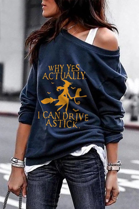 Halloween witch print fashion women's crew neck sweater M800012