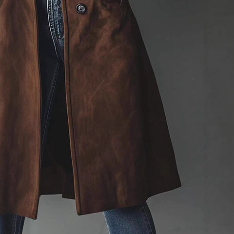 Jacket lapel suede long trench coat m302231