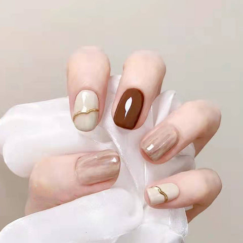 Wear Detachable Nude Smudge Nail Sticker Fake Nail M5010560