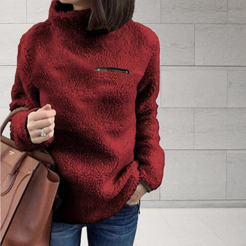 Autumn new sweater women's fashion zipper turtleneck bottoming top m301925