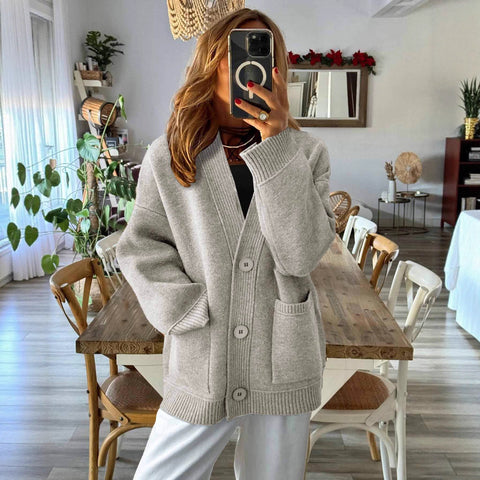 Autumn and winter long-sleeved pocket sweater cardigan new m301887