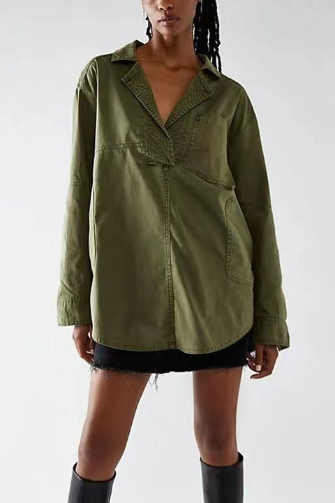 Long Sleeve Jacket V-Neck Fashion Design Casual Jacket m302205