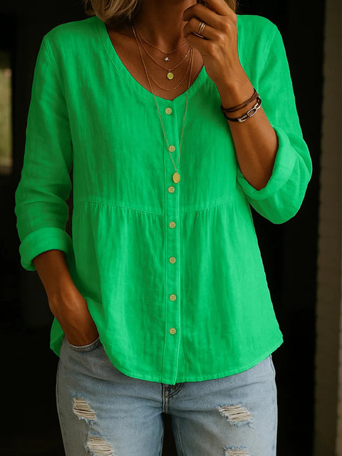 Crew Neck Women's Floral 3D Printed Women's Henley Shirt m302611