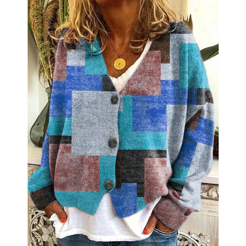 New Christmas abstract print casual cape jacket cardigan sweater m301665