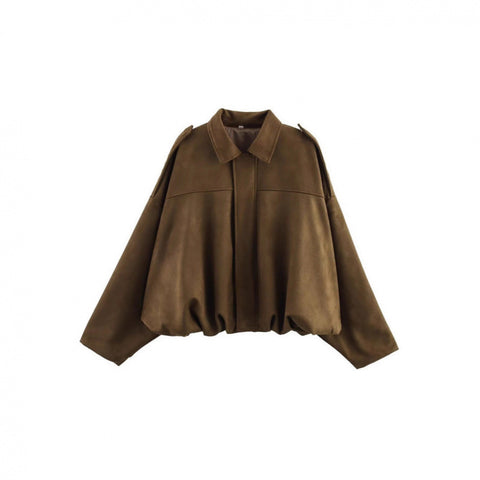 Fashion suede textured effect bomber jacket jacket top m302116