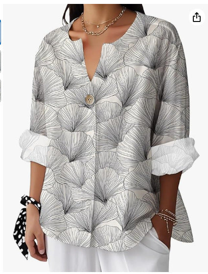 Fashion Women's Coconut Button Long Sleeve Shirt m302752