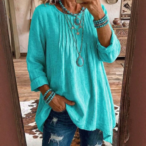 Casual Crew Neck Long Sleeve Regular Solid Color Women's T-Shirt FF303167