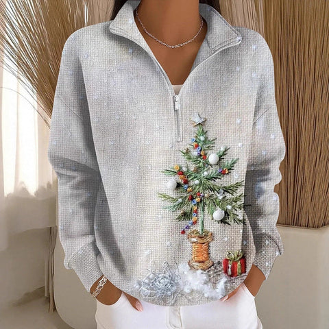 3D printed women's autumn and winter fashion casual stand-up collar sweater m302118