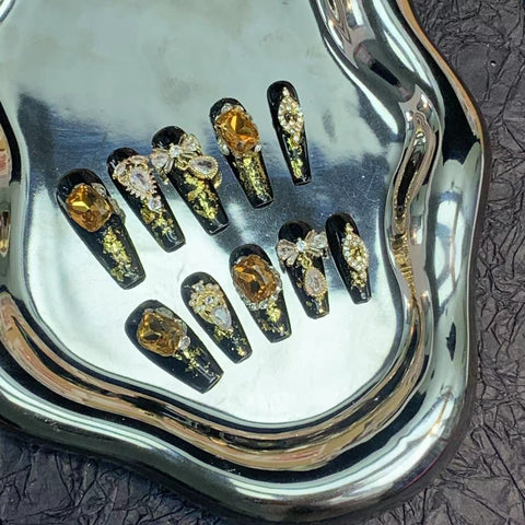 Heavy Industry Luxury Alloy K9 Zircon Lady Nail Art Queen Scepter Nail Sticker m3331208