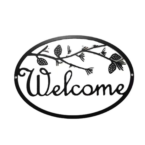 Wrought iron metal round pendant WELCOME home wall decoration m3330882