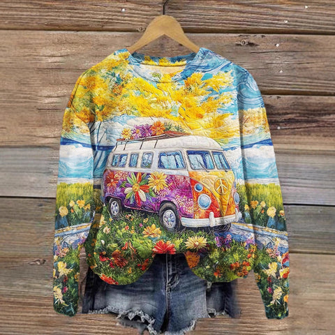 Ethnic style retro round neck women's sweater m302289