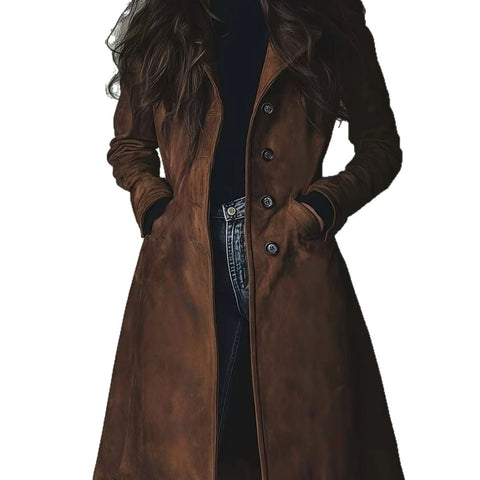 Jacket lapel suede long trench coat m302231