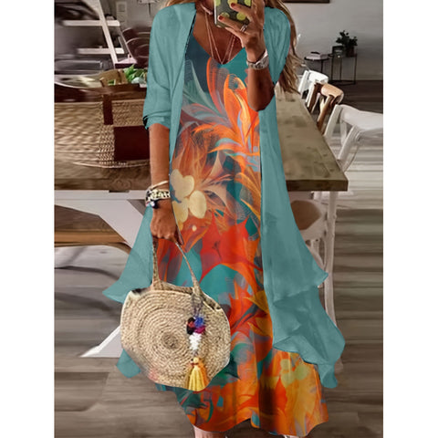 Women's inner dress two-piece floral print dress m302894