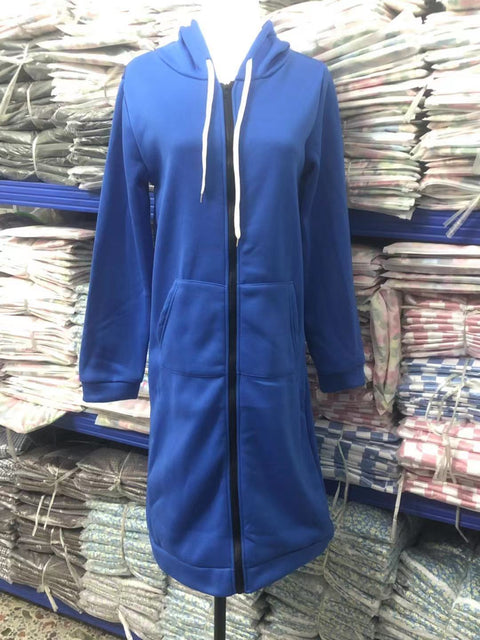 Hooded long-sleeved medium and long sweater fleece shirt long jacket m301588