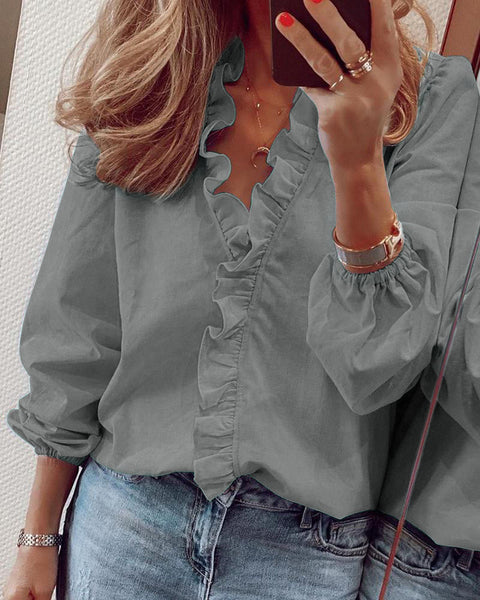 Long Sleeve Ruffle Shirt Women's Shirt m301332
