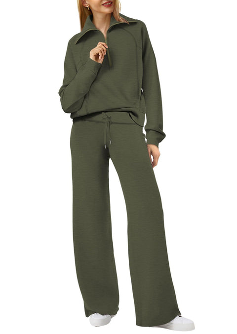 Casual sports suit zipper long-sleeved sweater wide-leg pants two-piece set m301808