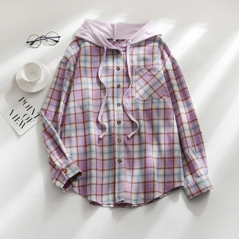 Hooded sweater breasted casual shirt jacket m300518