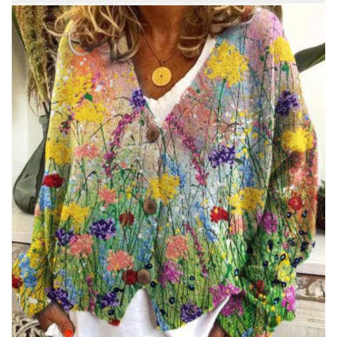 New Christmas abstract print casual cape jacket cardigan sweater m301665