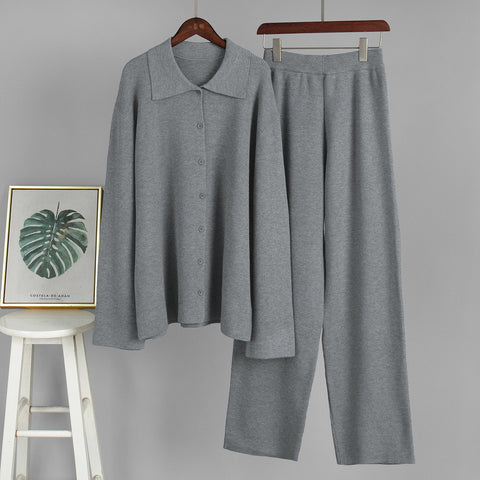 Autumn and winter new temperament loose commuting pit strip sweater set m301796