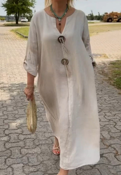 Casual loose women's clothing solid color simple dress m301197