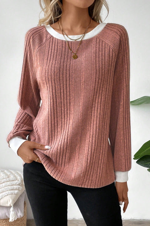 Autumn and winter new long-sleeved solid-color ribbed pit strip long-sleeved sweater m301912