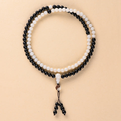 White Bodhi Ebony Buddha Beads 108 Hunyuan Beads Taoist Rosary Beads Bracelet m3331295