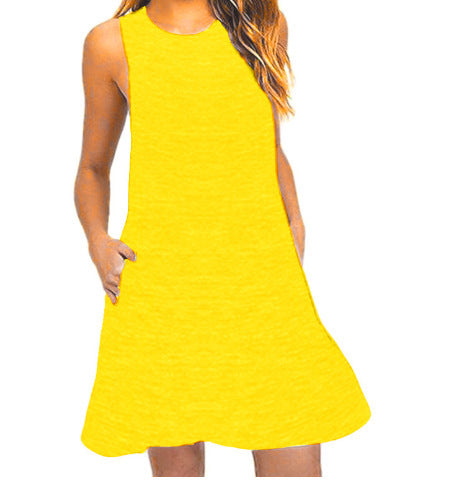 Sleeveless pocket vest dress m300967