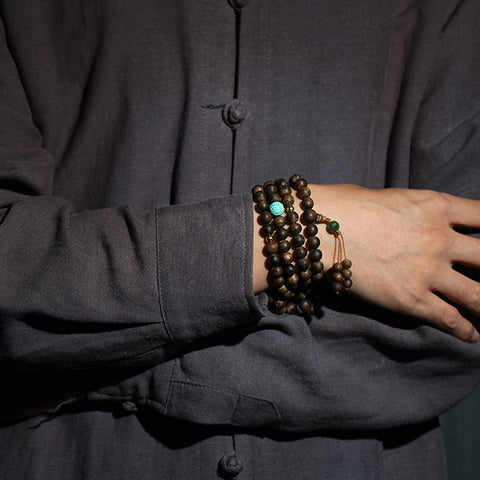 Nha Trang agarwood bracelet 8mm108 Buddha beads men's and women's bracelets DIY turquoise jasper accessories simple atmosphere m3331318