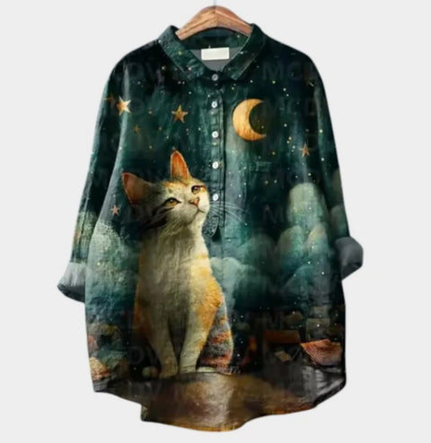 Loose printing round neck casual large size women's T-shirt m302702