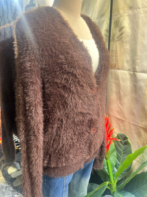 Autumn and winter lazy loose long-sleeved V-neck sweater jacket women's m302032