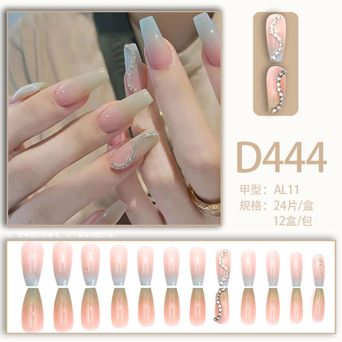 Elegant and fresh temperament wind manicure ice transparent rhinestone removable wearable nail m5010688