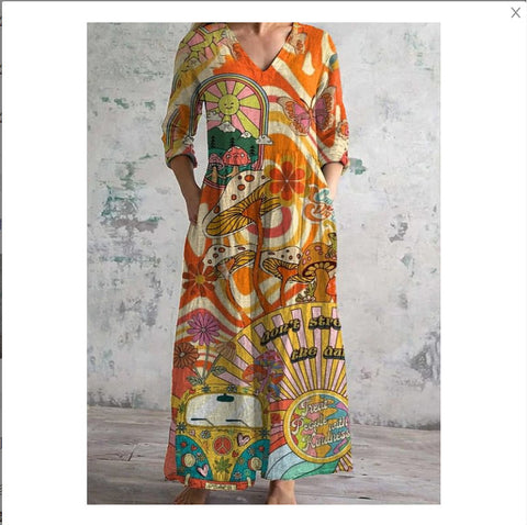 3D print summer urban casual loose dress women m301037