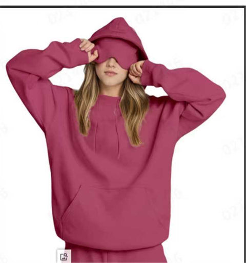 Loose casual simple long-sleeved hooded pullover sweater autumn and winter eye mask splicing jacket m302079