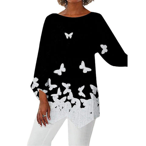 Geometric print long-sleeved splicing crew neck shirt m301290
