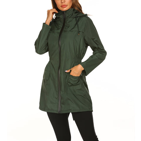 Women's new outdoor jacket, waist hooded light and thin rainproof raincoat jacket m301831
