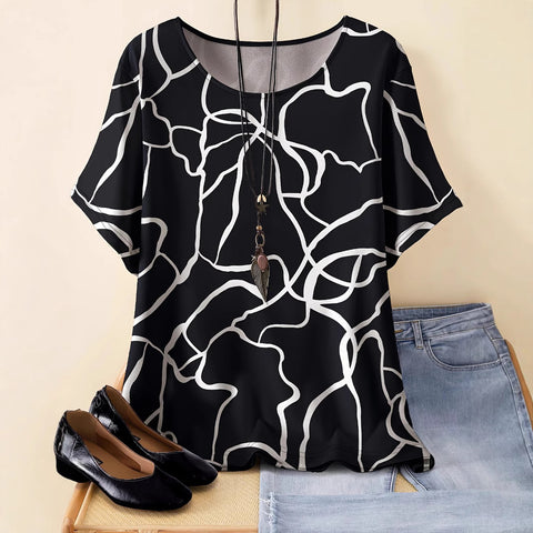 Women's new loose 3D printing round neck casual large size pullover women's clothing m301285