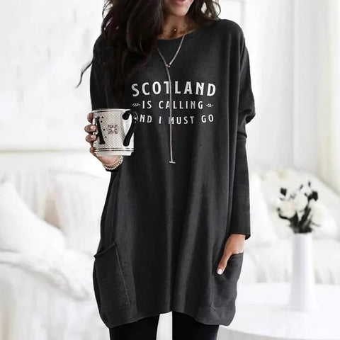 Digital printing women's fashion round neck medium and long top T-shirt m302271