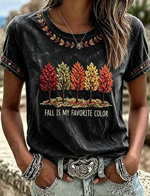 Crew Neck Long Sleeve Loose Printed T-Shirt Women's Top FF303275