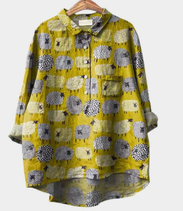 Loose printing crew neck casual large size women's T-shirt m301283