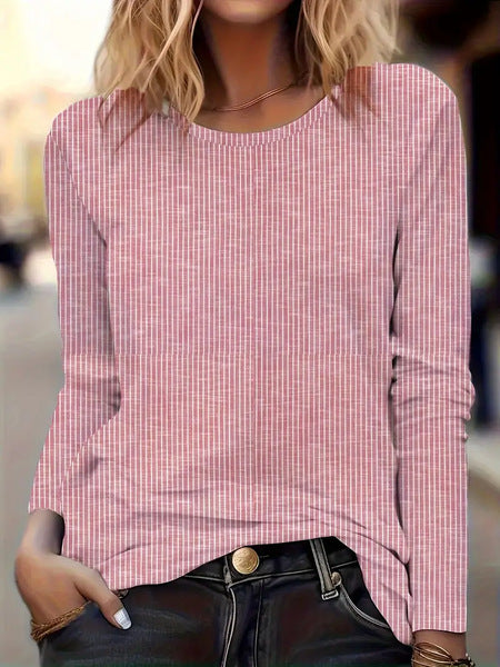 3D printed women's casual flower crew neck long-sleeved t-shirt top m301719